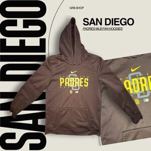 Nike Boys Therma-Fit San Diego Padres MLB Hoodie Brown Yellow Size 14